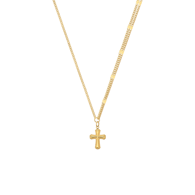 Stainless steel goldplated ketting met kruis