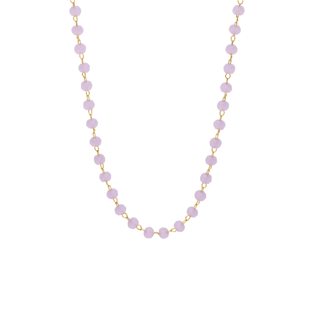 LuLu Jewels stainless steel goldplated ketting met rozenkwarts voor dames