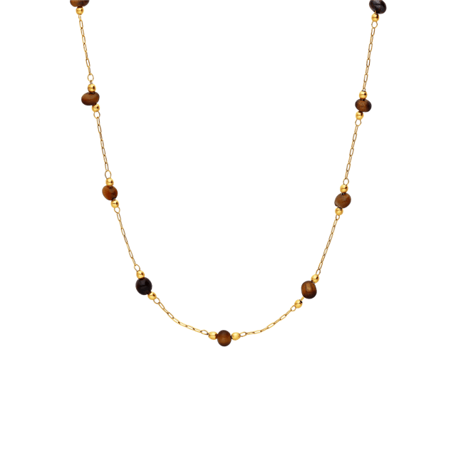 Myla stainless steel goldplated ketting met steen multi voor dames