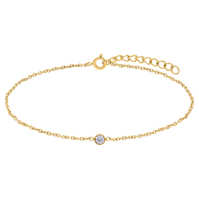 Stainless steel goldplated armband rond met zirkonia