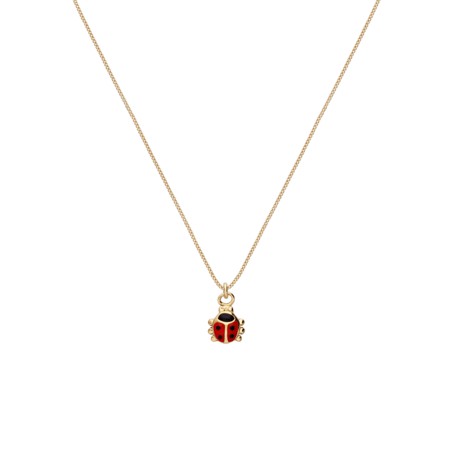 Zilveren goldplated ketting lieveheersbeestje