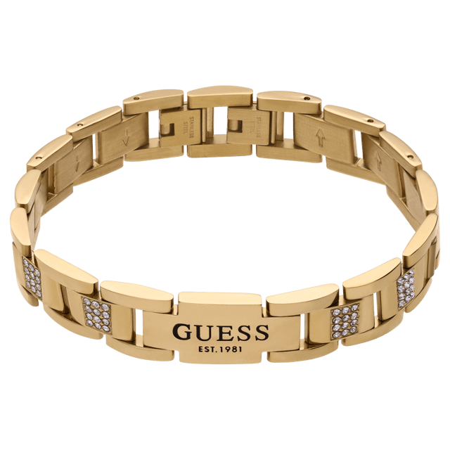 Guess heren stainless steel goldplated armband FRONTIERS