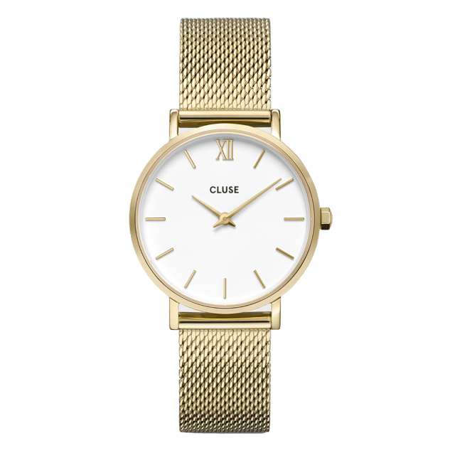 CLUSE - Minuit horloge goudkleurig stainless steel mesh band