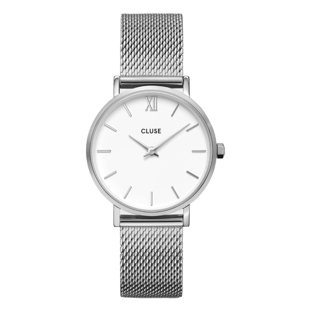 CLUSE - Minuit horloge zilverkleur stainless steel mesh band