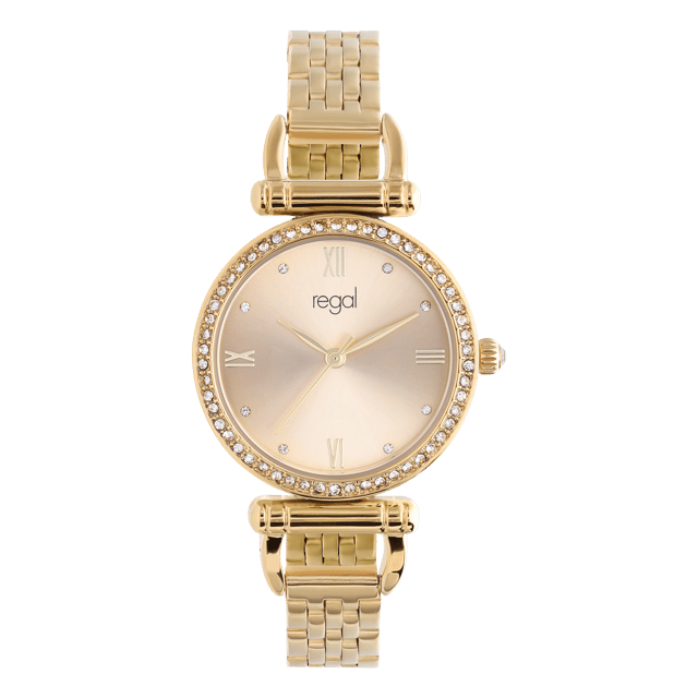 Regal dames horloge goudkleurig met zirkonia