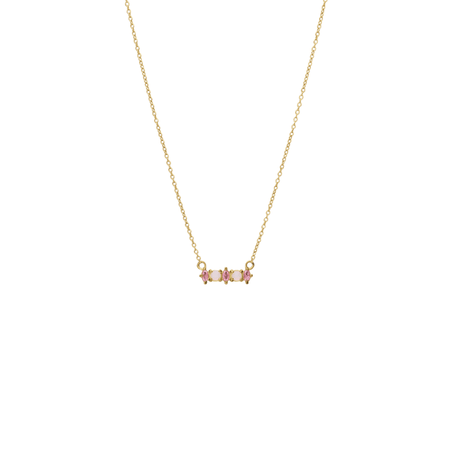 Stainless steel goldplated ketting met hanger met zirkonia voor dames