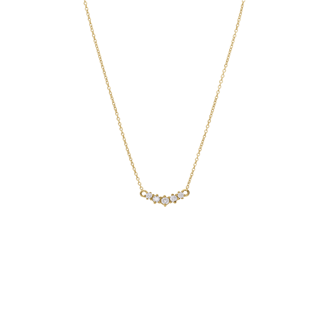 Stainless steel goldplated vintage ketting met wit zirkonia