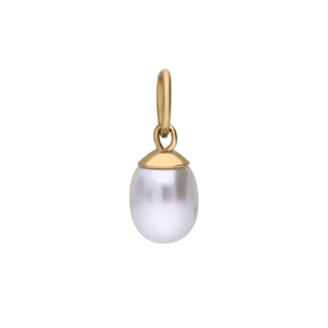 Stainless steel goldplated bedel met parel