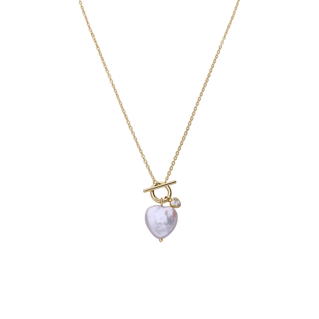 Zilveren goldplated ketting hanger hart parel
