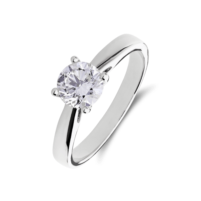 14 karaat witgouden solitair ring met diamant 1ct.