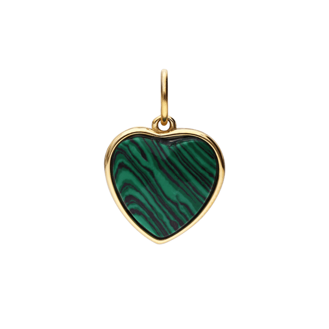 Stainless steel goldplated bedel hart met malachite