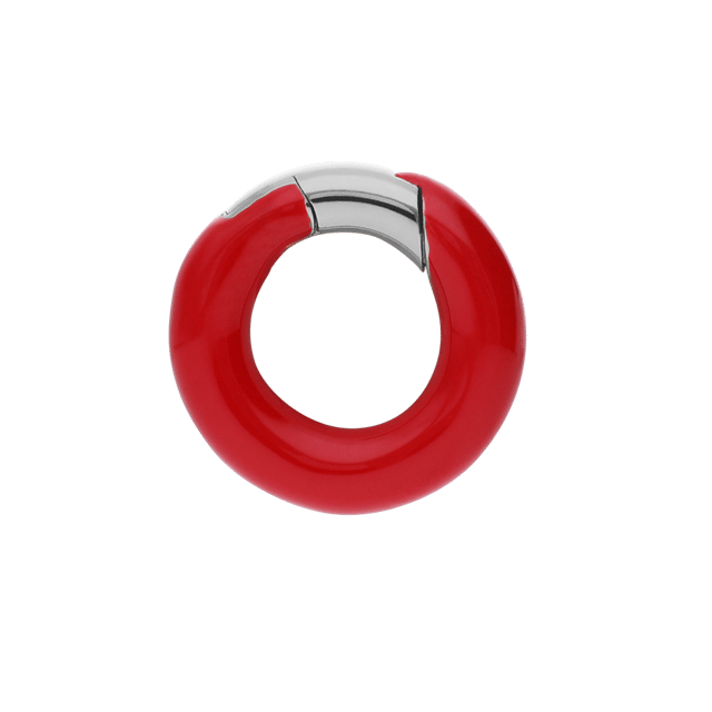 Stainless steel bedel sluiting rond rood emaille
