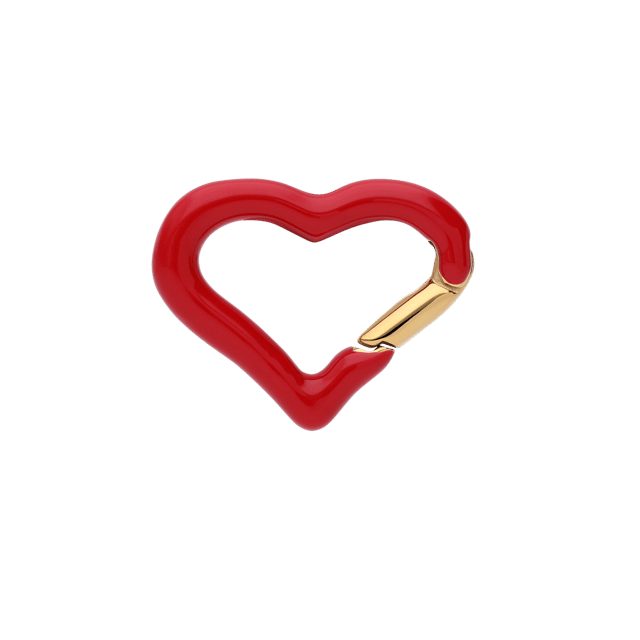 Stainless steel goldplated bedel sluiting hart rood emaille