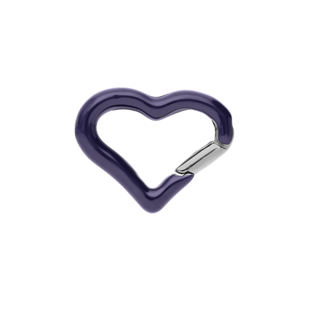 Stainless steel bedel sluiting hart donker blauw emaille
