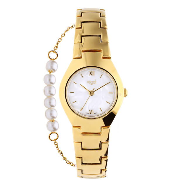 Regal damesset Horloge en armband goudkleurig