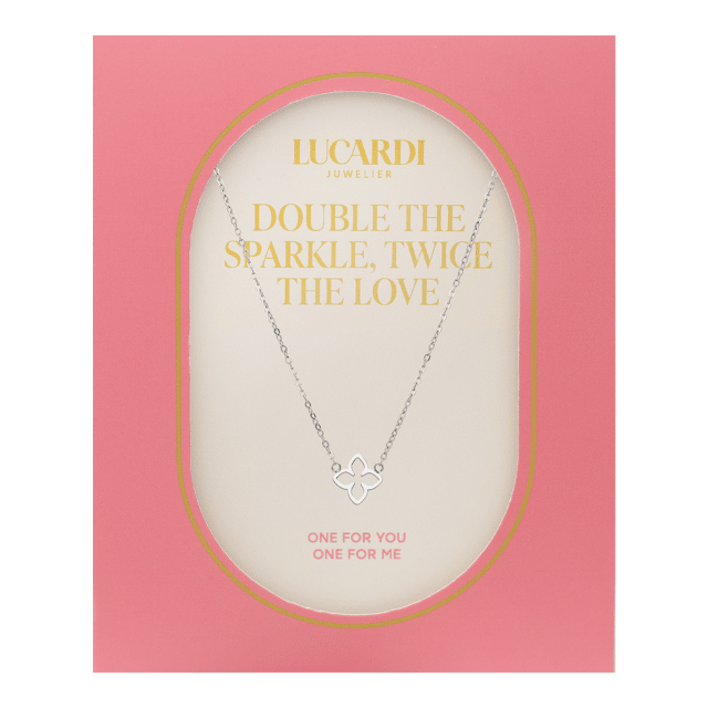 Stainless steel ketting met ovale bloem