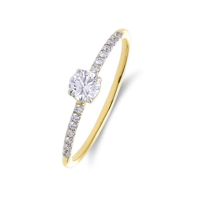 14 karaat geelgouden ring met lab grown diamant 0,325ct voor dames
