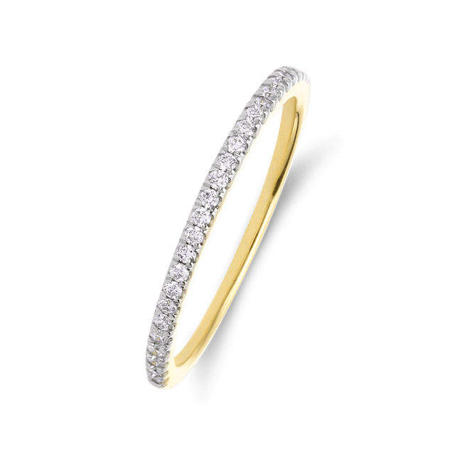 14 karaat geelgouden ring met lab grown diamant 0,155ct voor dames