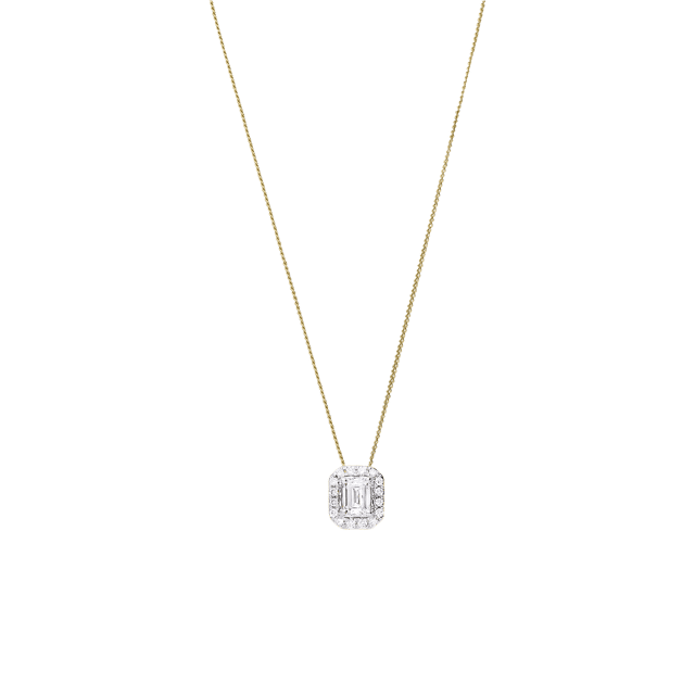 14 karaat geelgouden ketting met hanger met 17 labgrown diamanten 0.505ctvoor dames