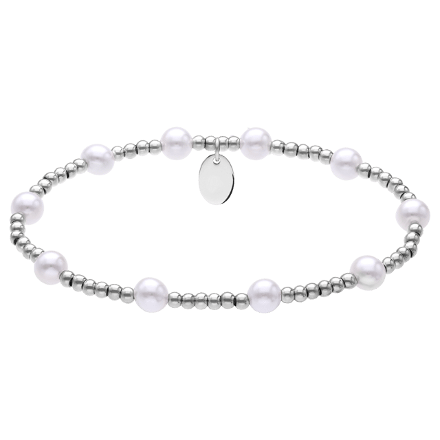 Stainless steel kralenarmband met parel voor dames