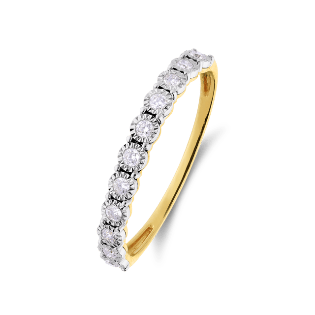 14 karaat geelgouden ring met diamant 0.15ct