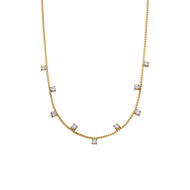 Stainless steel goldplated ketting zonder hanger met zirkonia voor dames