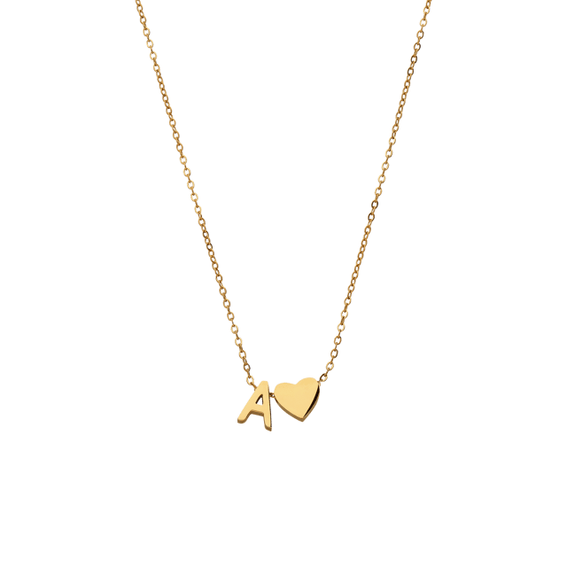 Stainless steel ketting met hanger letter en hart voor dames