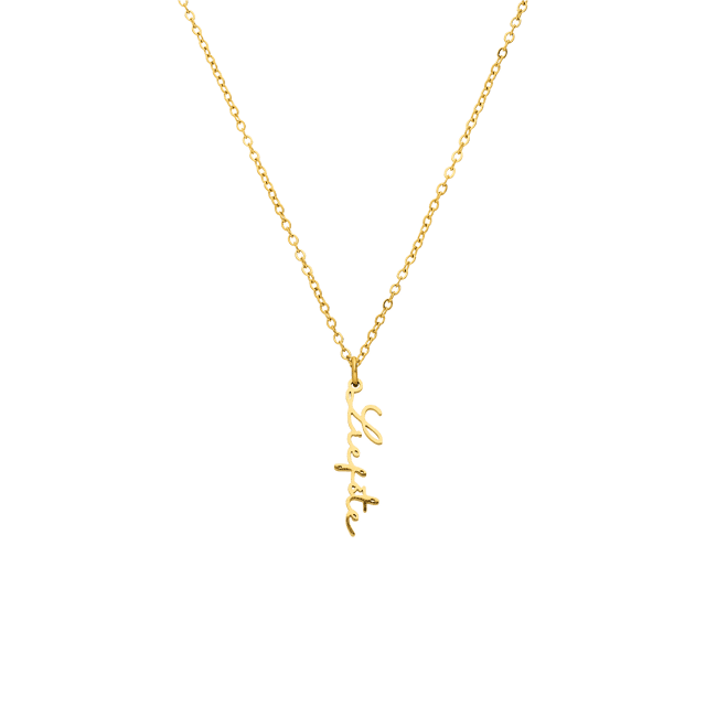 Stainless steel goldplated naamketting met hanger voor dames