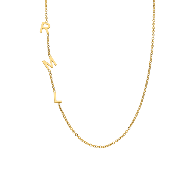 Stainless steel goldplated naamketting letters voor dames