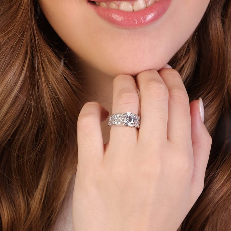 Ring, 925 Silber, mit Zirkonia