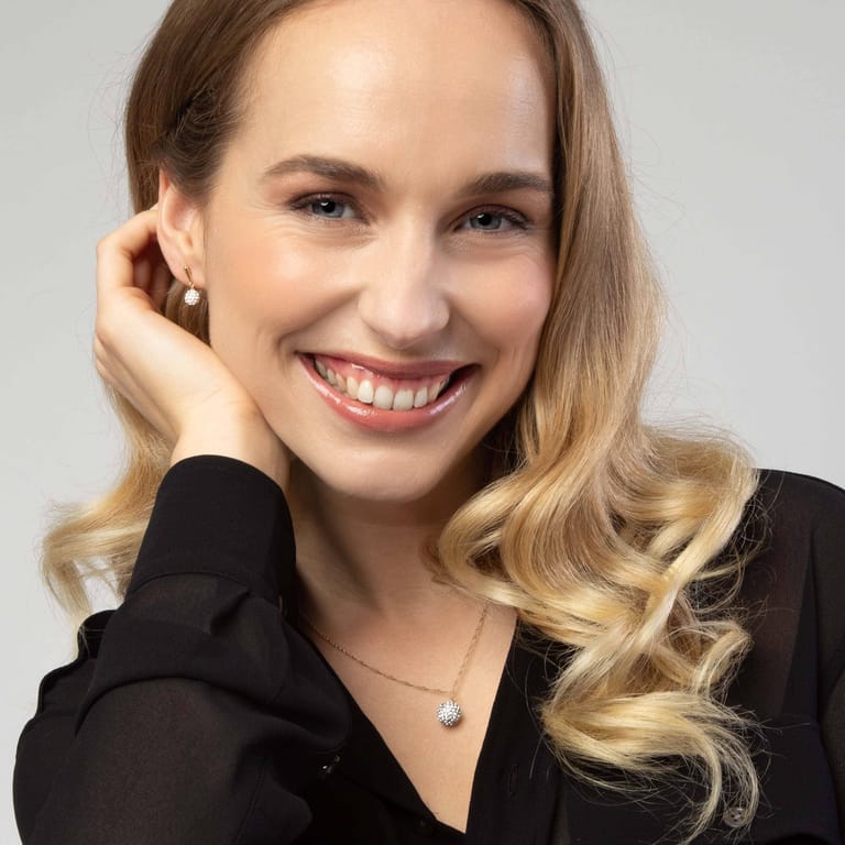 14 karaat geelgouden ketting en hanger met kristal