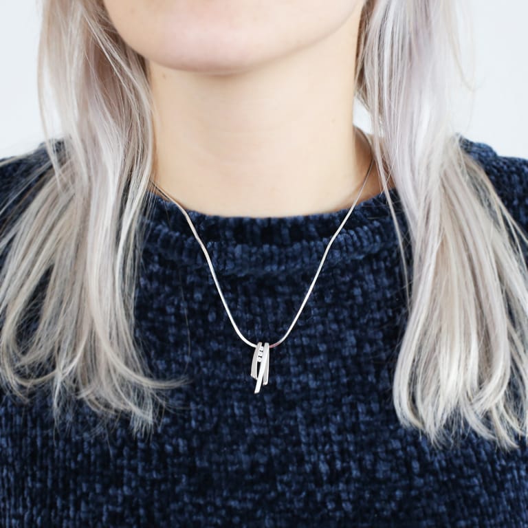 Zilveren ketting & hanger mat/glans met zirkonia