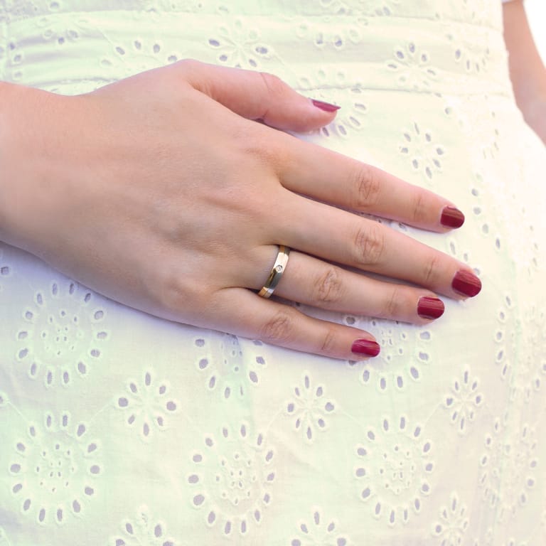 Stainless steel goldplated liefdesring Praag met zirkonia voor dames