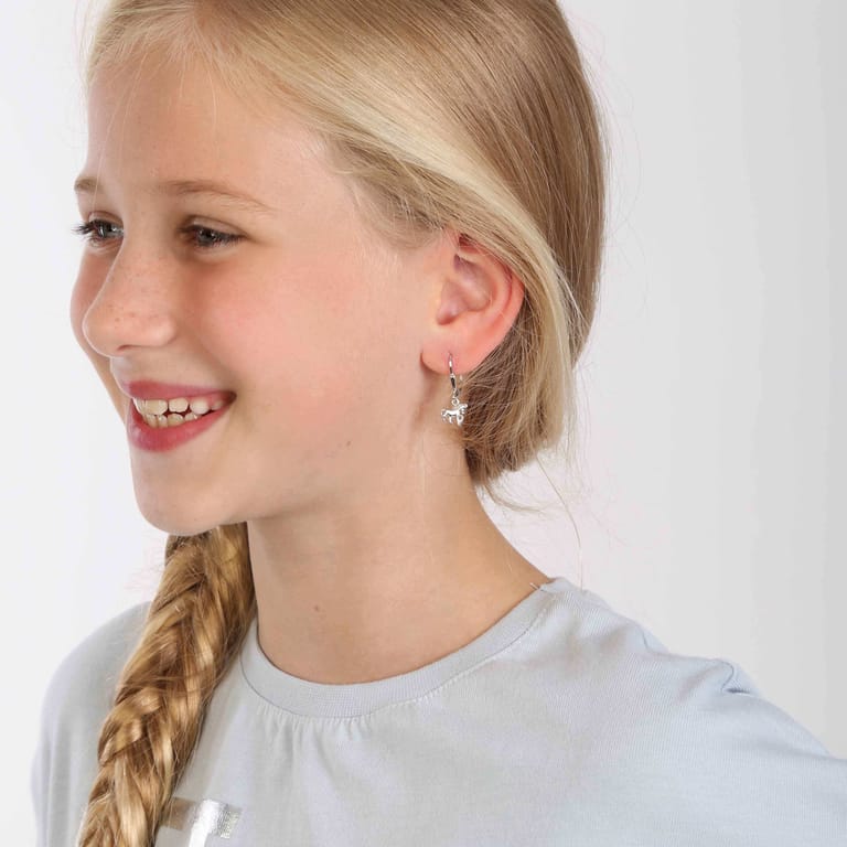 Silberne Kinderohrringe Pferd