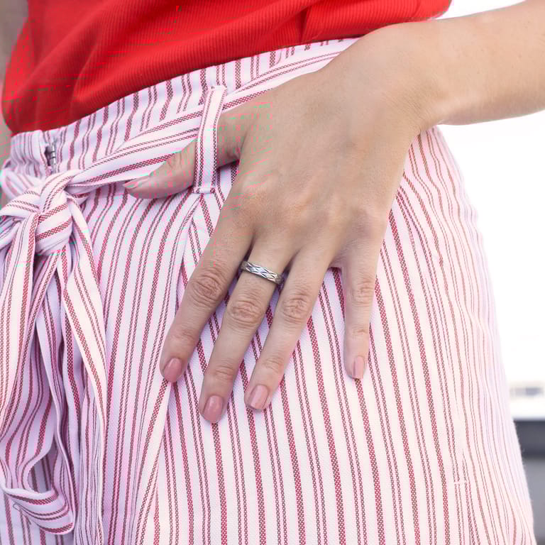 Gerecycled stainless steel liefdesring bora bora dames