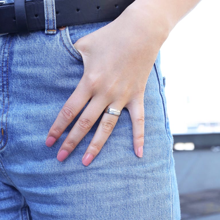 Gerecycleerd stainless steel vriendschapsring maldives dames