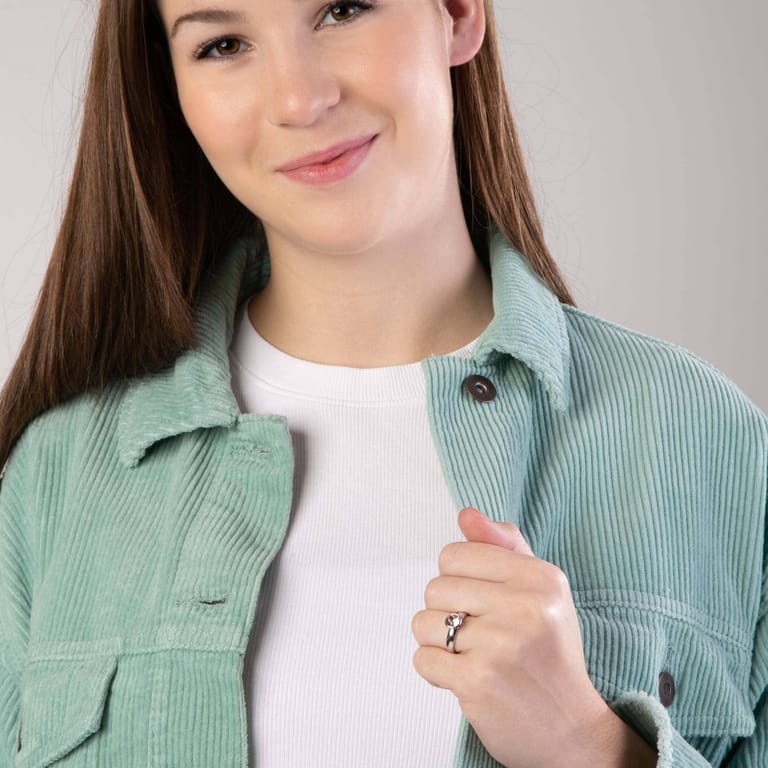 Ring, 925 Silber, mit Kristall in Altrosa