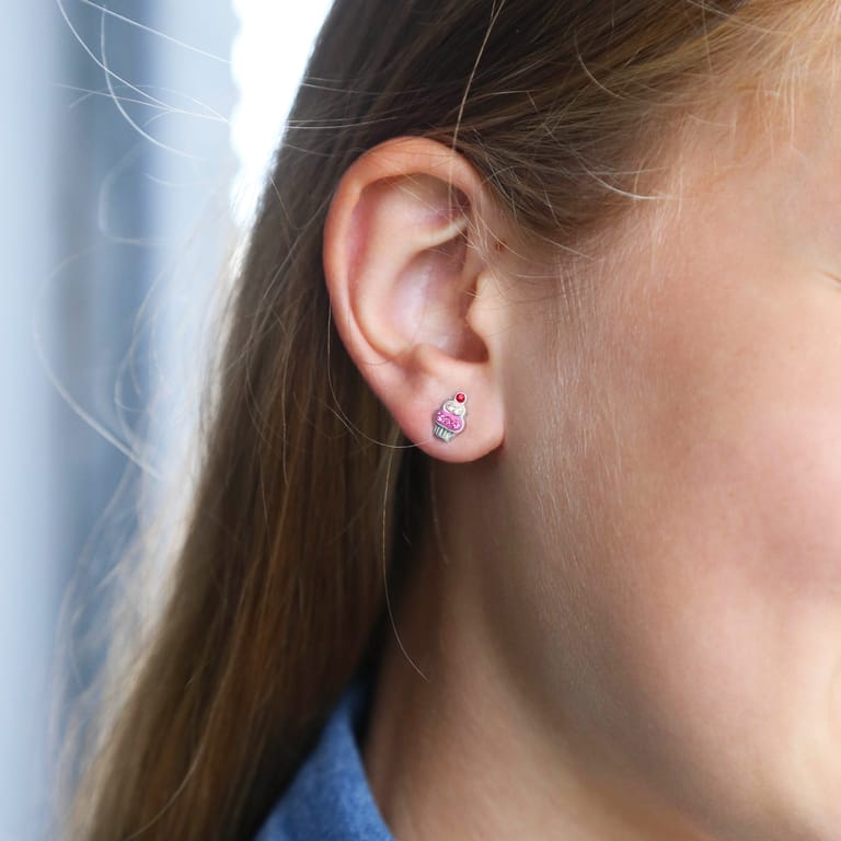 Silberohrringe für Kinder mit Kristall