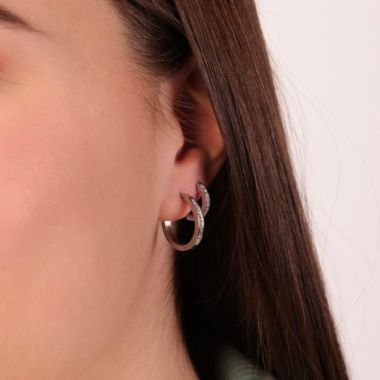 More combinations gerecycled stalen oorringen kristal voor dames