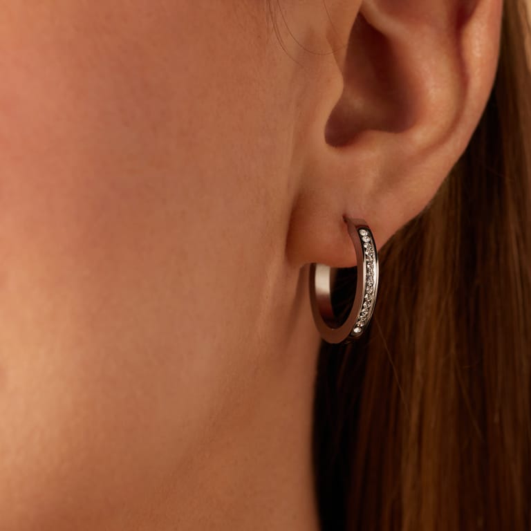 More combinations gerecycled stalen oorringen kristal voor dames