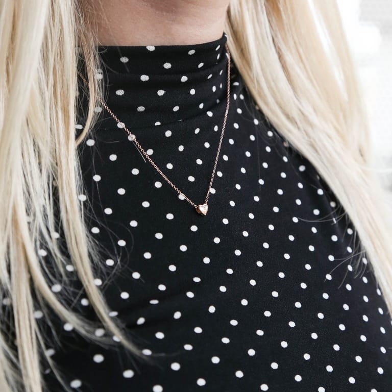 Zilveren roséplated hanger hart met zirkonia voor dames