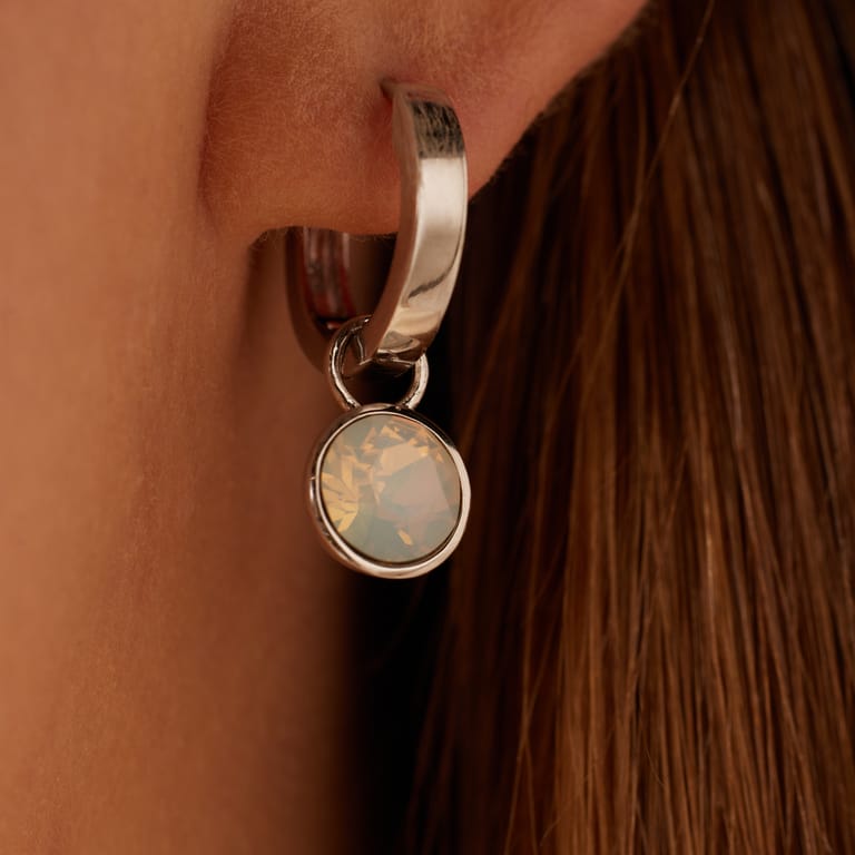Ohrringe, 925 Silber, Kristall, weiß-opal