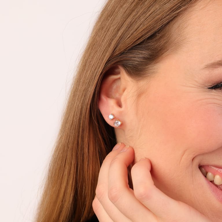 14 karaat geelgouden oorknoppen met zirkonia 4mm voor dames