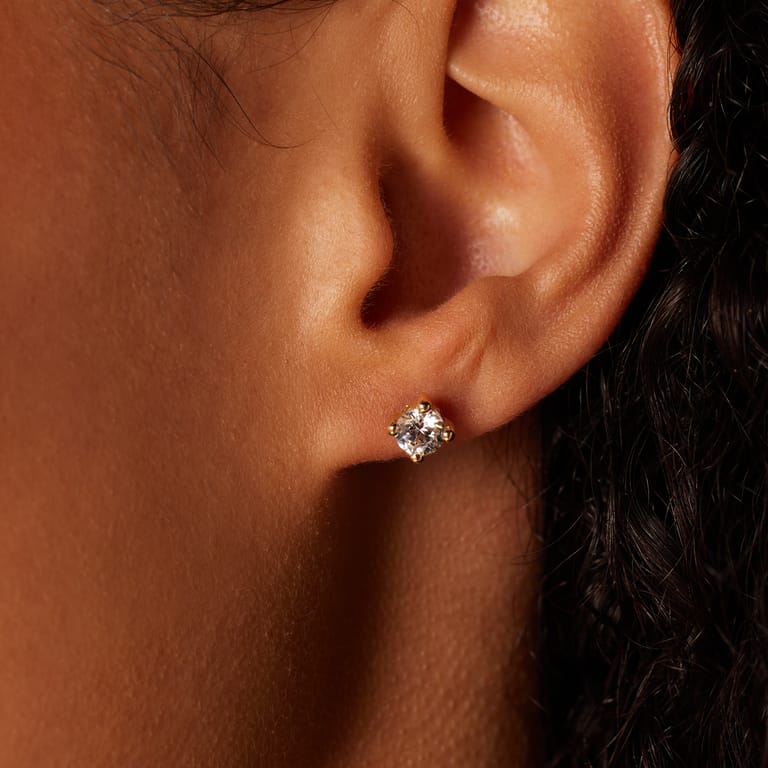 Ohrringe, 585 Gelbgold, mit Zirkonia, 5 mm