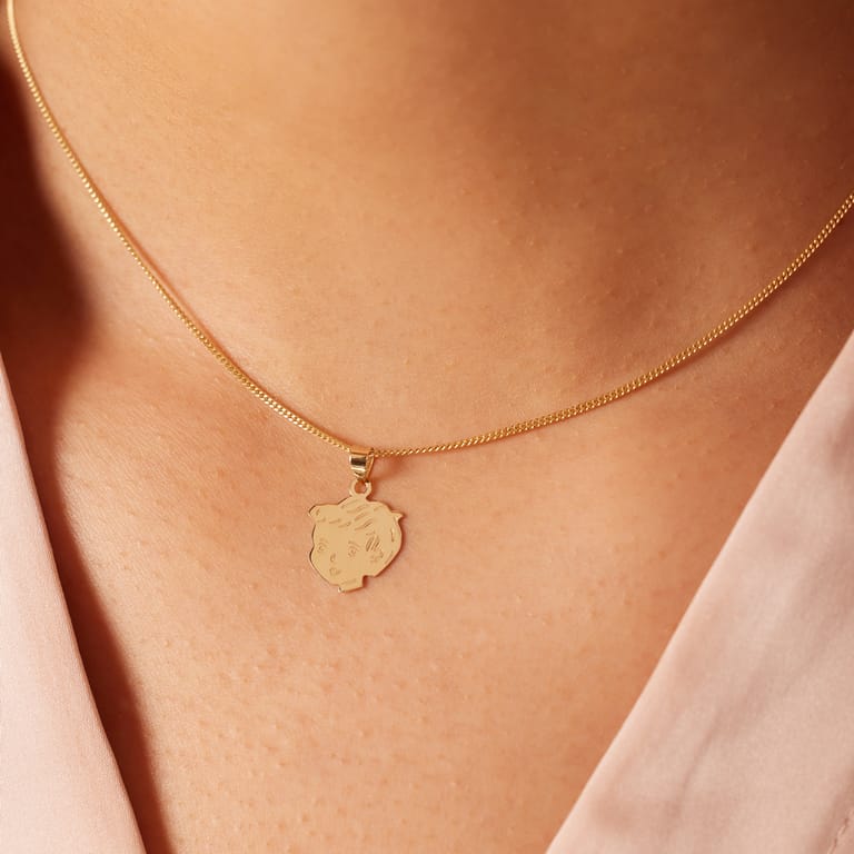 14 Karaat geelgouden hanger jongeskopje