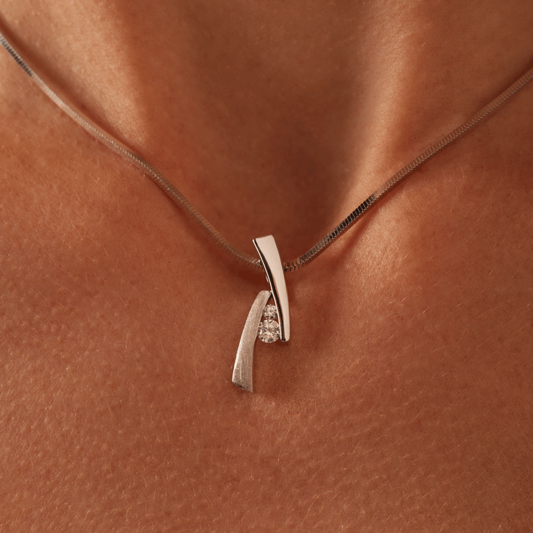 Schmuckset, 925 Silber, matt/glänzend, mit Zirkonia