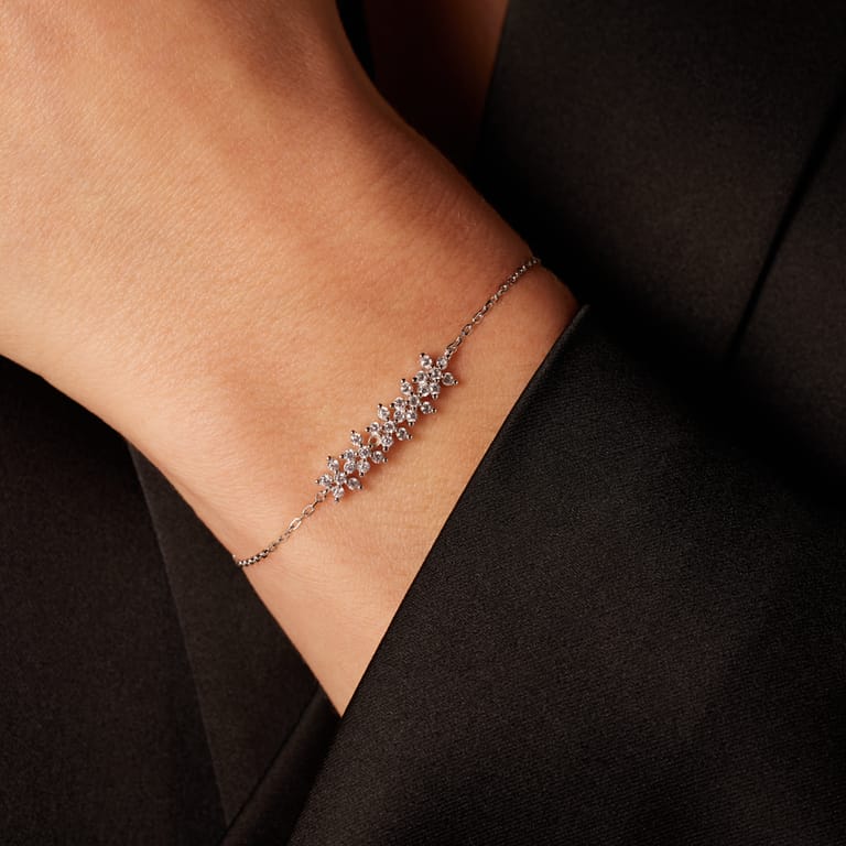 Armband in 925 Silber Blumen mit Zirkonia