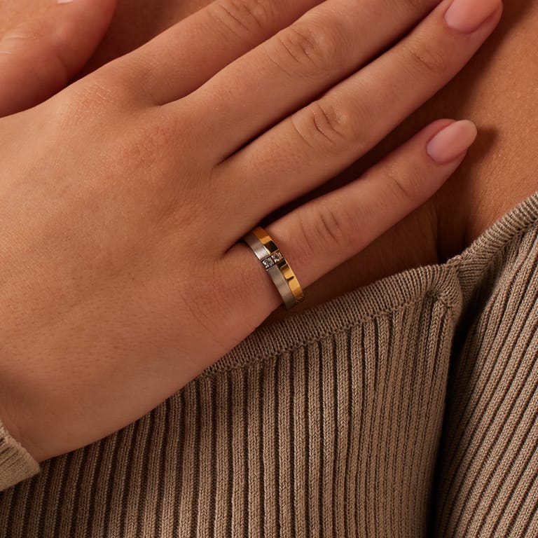 Stainless steel goldplated vriendschapsring Parijs met zirkonia voor met zirkonia voor dames