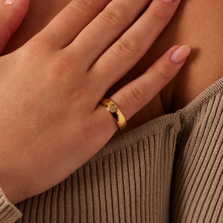 Stalen goldplated vriendschapsring Malaga met zirkonia voor dames