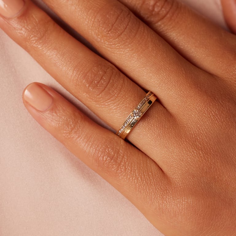 Ring, 585 Gelbgold, mit Zirkonia